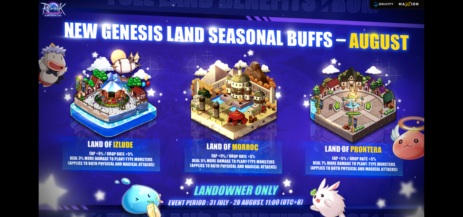 Ragnarok Landverse Genesis : New Genesis Land Seasonal Buffs – August Edition