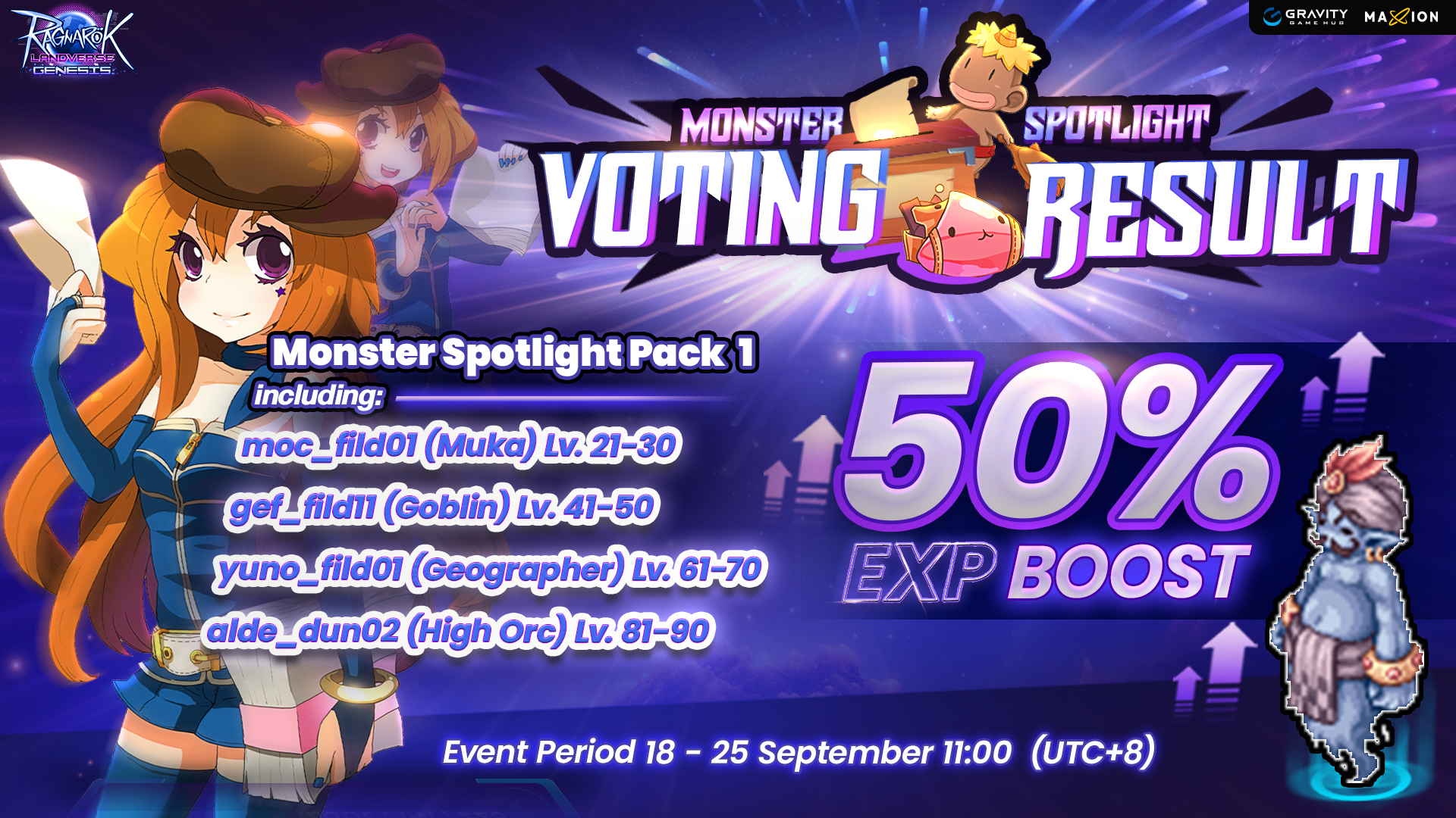 Ragnarok Landverse Genesis : Monster Spotlight 11 EXP+ 50%