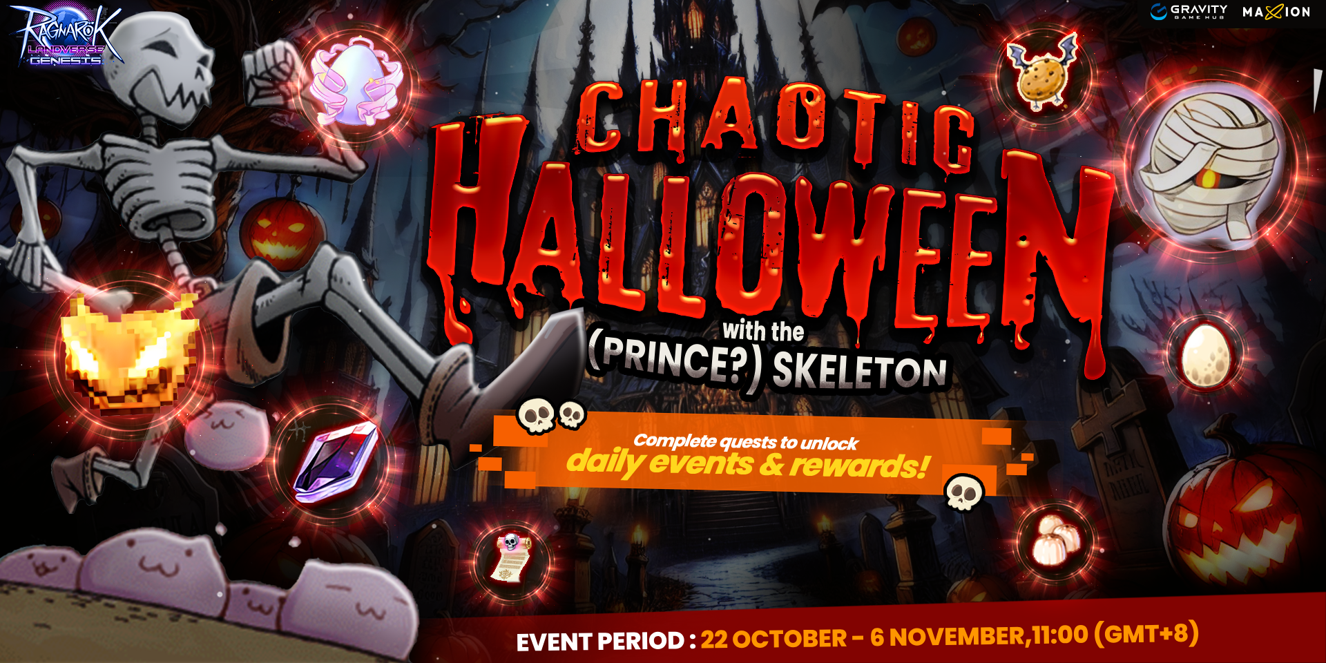 Ragnarok Landverse Genesis : Halloween Event Chaotic Halloween with the (Prince?) Skeleton