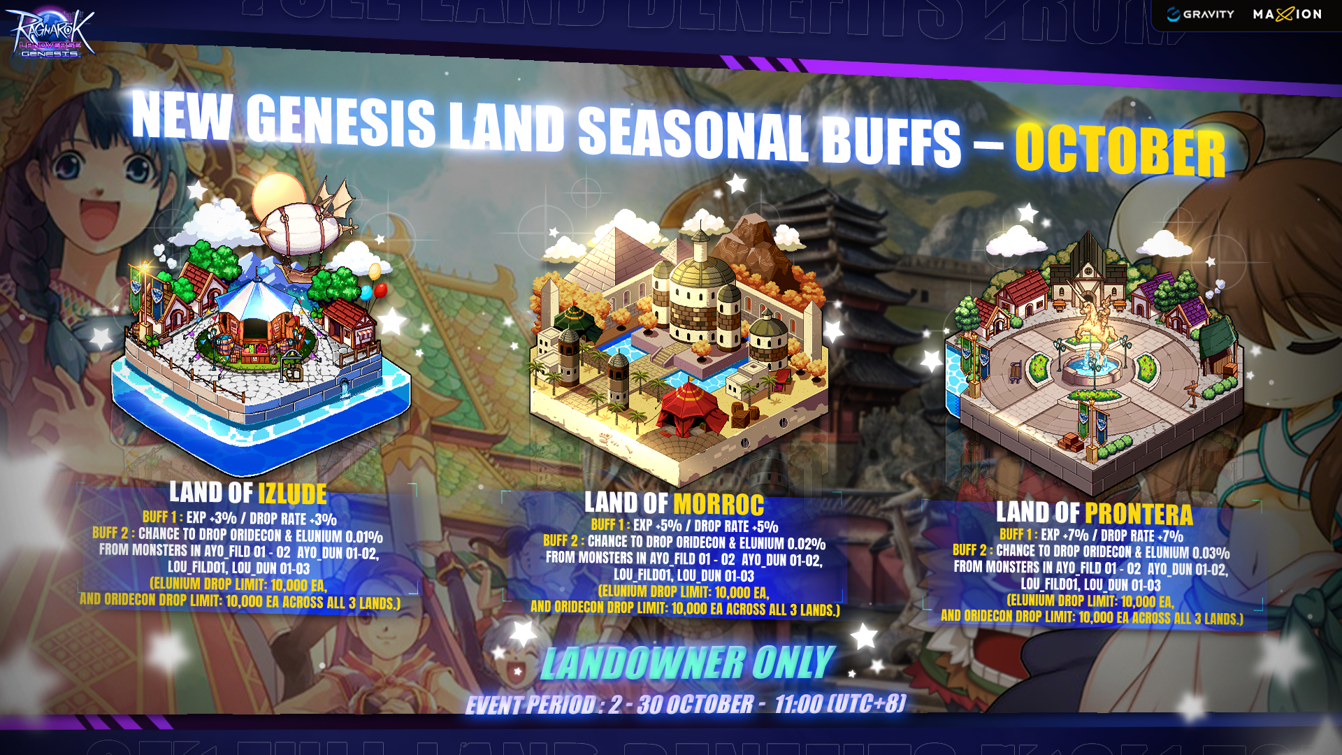 Ragnarok Landverse Genesis : Land Seasonal Buffs October