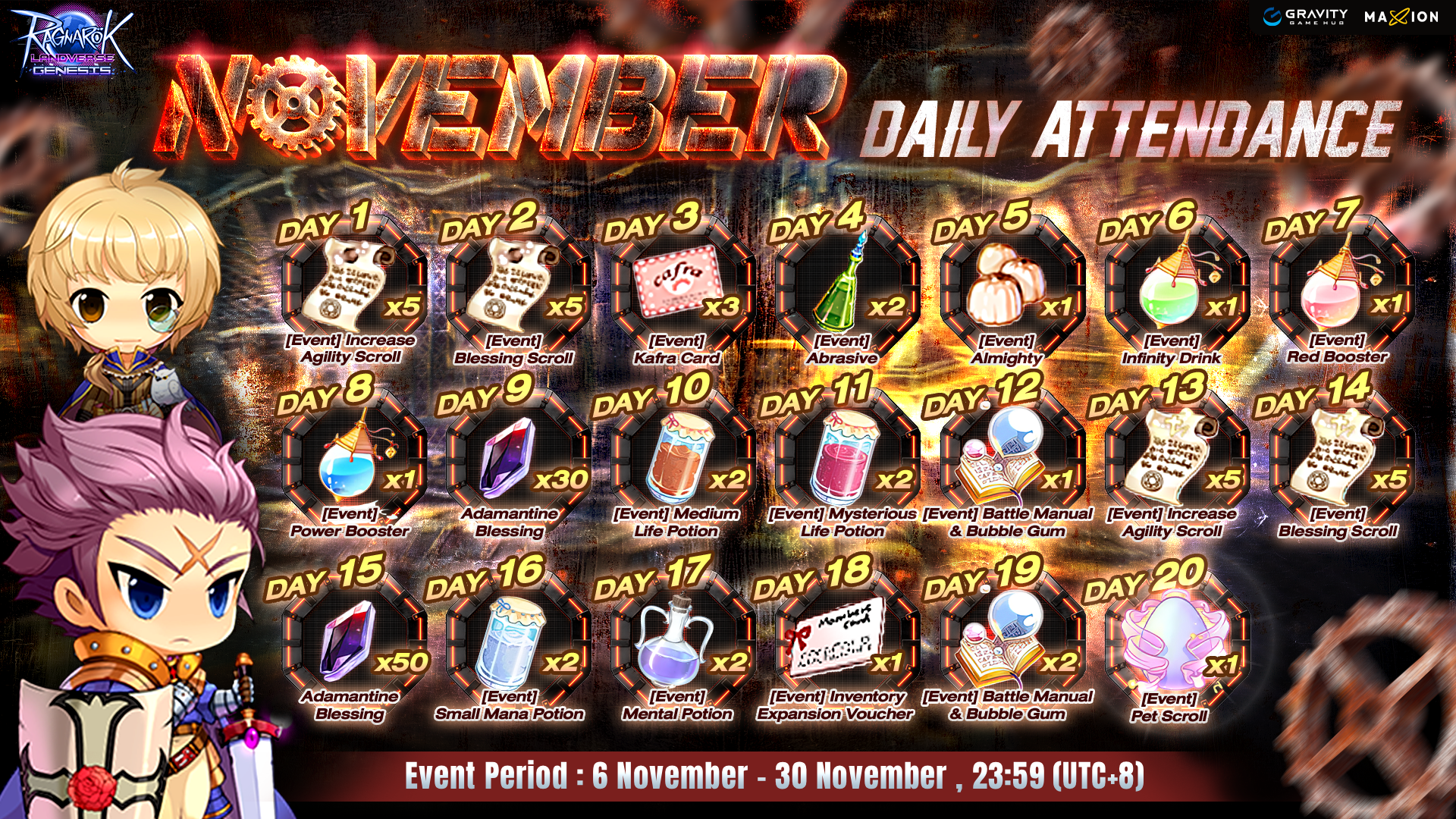 Ragnarok Landverse Genesis : November Daily Attendance