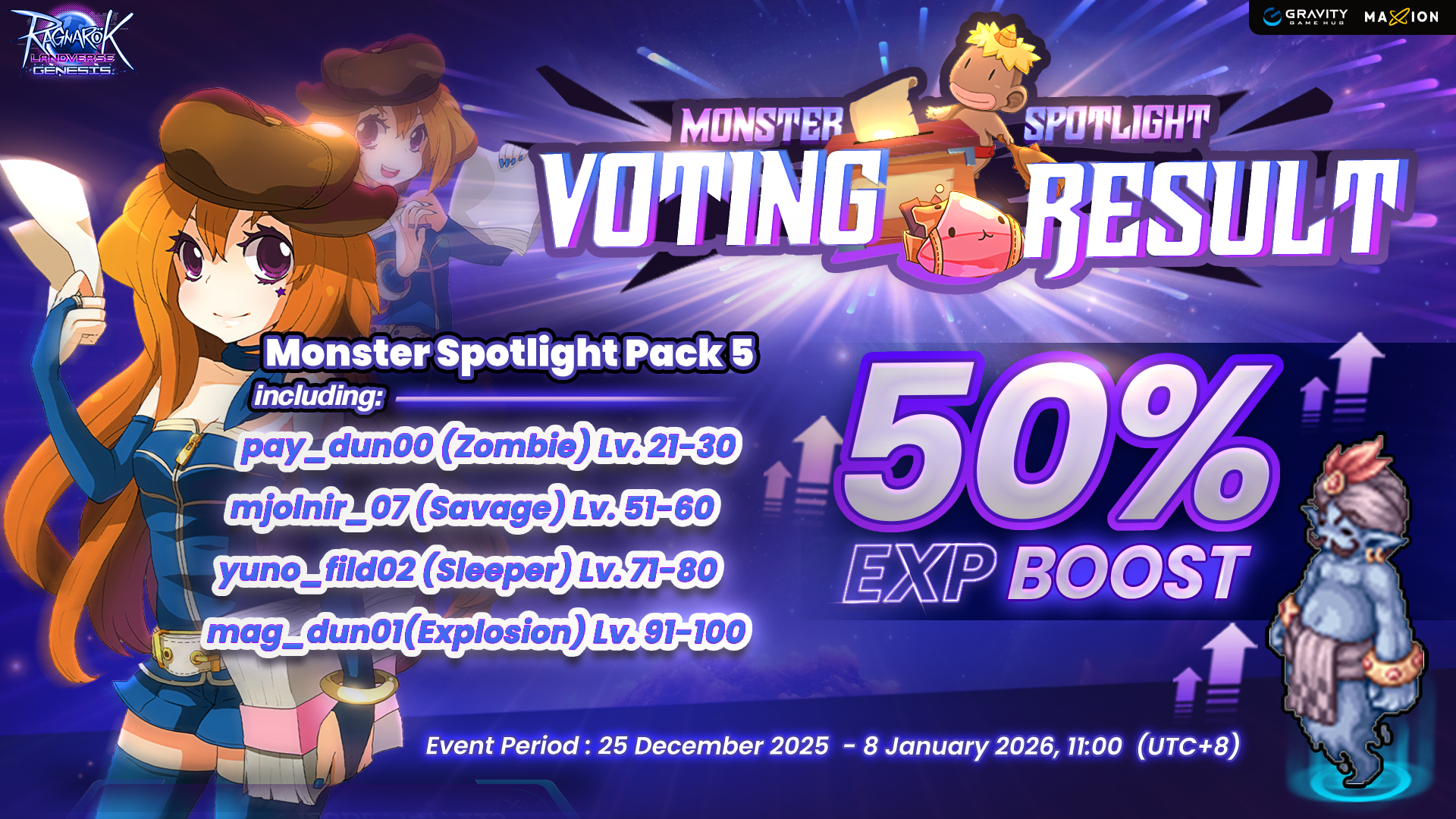 Ragnarok Landverse Genesis : Monster Spotlight 18 EXP+ 50%