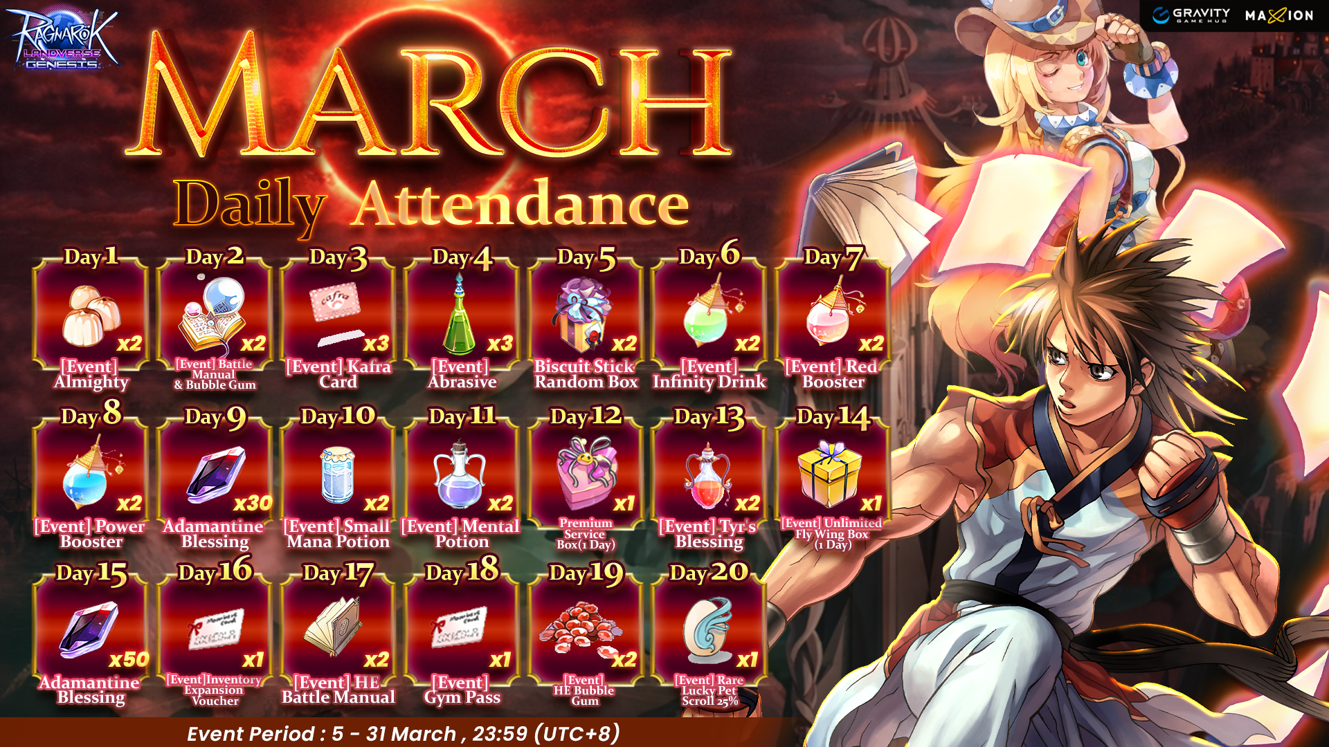 Ragnarok Landverse Genesis : March Daily Attendance